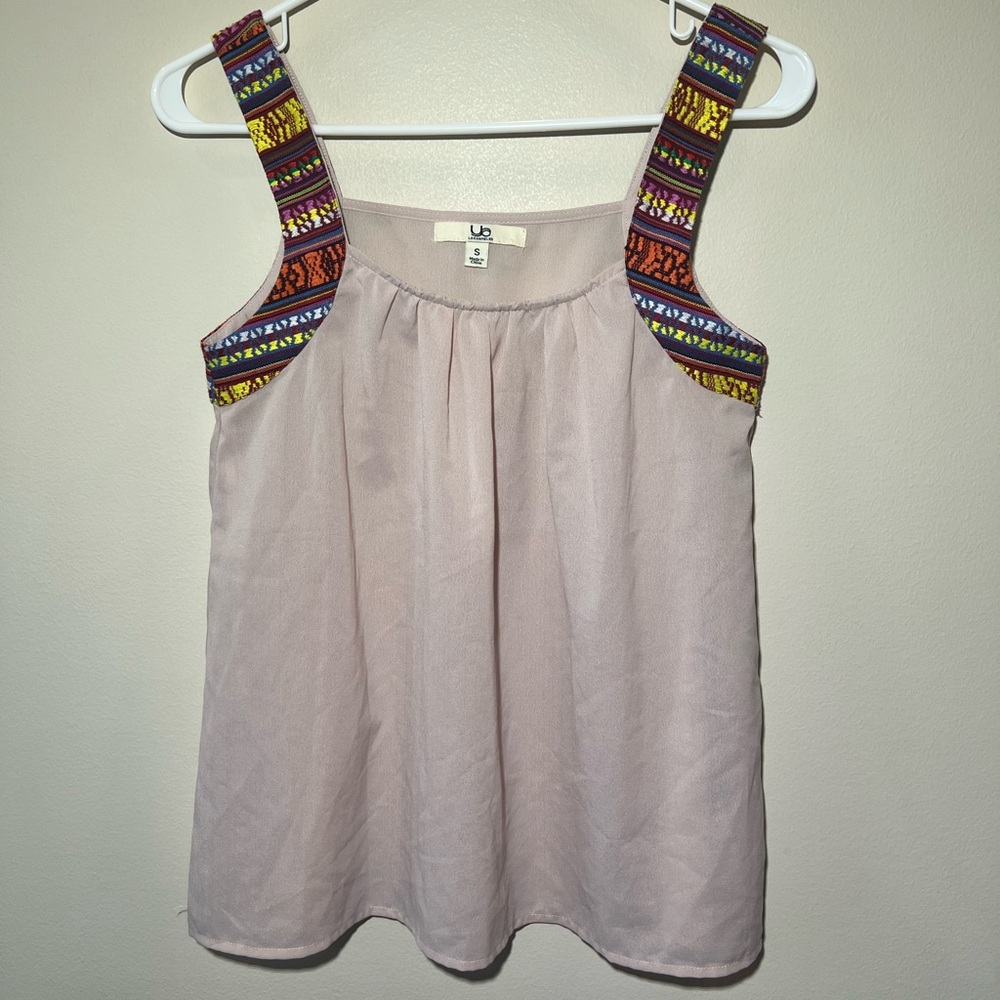 Ya‎ Los Angeles Blush Pink Embellished Tank Top Women S Sleeveless Colorful Boho